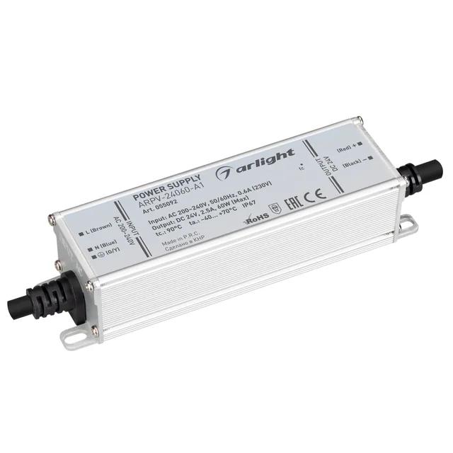 Блок питания ARPV-24060-A1 (24V, 2.5A, 60W) (Arlight, IP67 Металл, 3 года), артикул 055092
