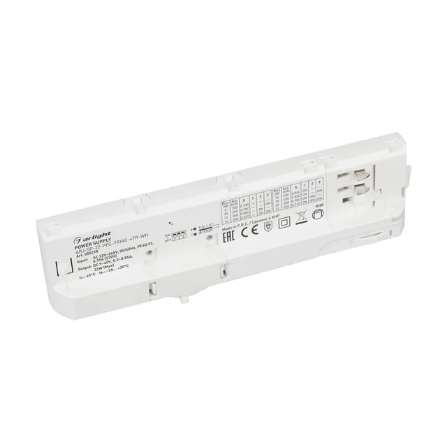 Блок питания для трековых систем ARJ-SP-22-PFC-TRIAC-4TR-WH (22W, 9-40V, 0.2-0.55A) (Arlight, IP20 Пластик, 5 лет), артикул 055218