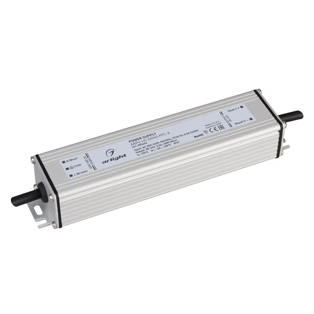 Блок питания ARPV-LG-24060-PFC-A (24V, 2.5A, 60W) (Arlight, IP67 Металл, 5 лет), артикул 055646