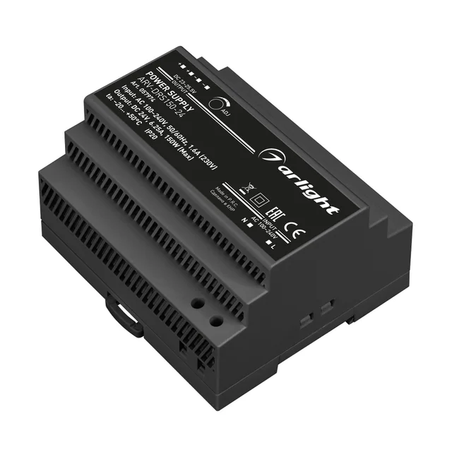 Блок питания ARV-DRS-150-24 (24V, 6.25A, 150W) (Arlight, IP20 DIN-рейка 5 лет), артикул 057074