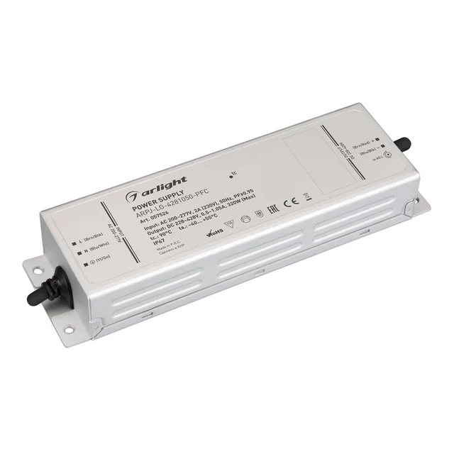 Блок питания ARPJ-LG-4281050-PFC (320W, 228-428V, 0.5-1.05A) (Arlight, IP67 Металл, 5 лет), артикул 057526