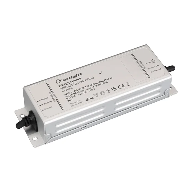 Блок питания ARPJ-LG-565600-PFC-B (200W, 25-56V, 2.6-5.6A) (Arlight, IP67 Металл, 5 лет), артикул 057528