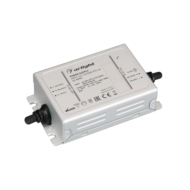 Блок питания ARPJ-LG-1431050-PFC-B (100W, 95-143V, 0.5-1.05A) (Arlight, IP67 Металл, 5 лет), артикул 057530