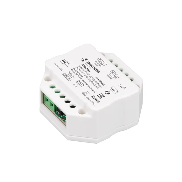 INTELLIGENT ARLIGHT Диммер SMART-PWM-101-72-DIM-PD-IN (12-48V, 1x9A, ZigBee, 2.4G) (IARL, IP20 Пластик, 5 лет), артикул 058220
