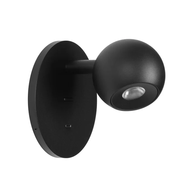 Светильник SP-OTTORI-WALL-CHARGE-6W Warm3000 (BK, 30 deg, 230V, USB-C) (Arlight, IP20 Металл, 3 года), артикул 058480