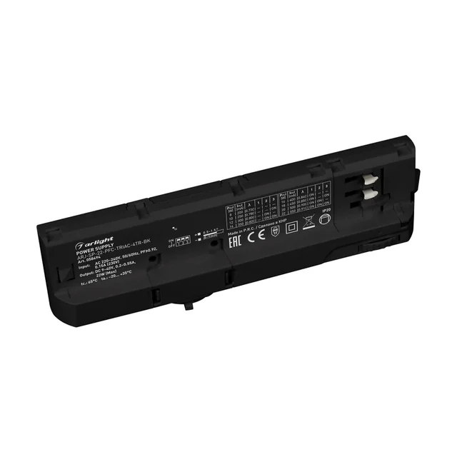 Блок питания для трековых систем ARJ-SP-22-PFC-TRIAC-4TR-BK (22W, 9-40V, 0.2-0.55A) (Arlight, IP20 Пластик, 5 лет), артикул 058494