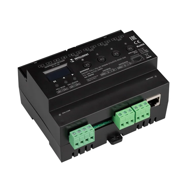 INTELLIGENT ARLIGHT Диммер SMART-DALI-104-82-RGBW-DT6/DT8-RDM-DIN (12-48V, 4x12A, DMX) (IARL, IP20 Пластик, 5 лет), артикул 058998