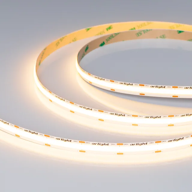 Лента COB-X576-10mm 24V Warm2700 (15 W/m, IP20, 5m) (Arlight, высок.эфф.150 лм/Вт), артикул 059122