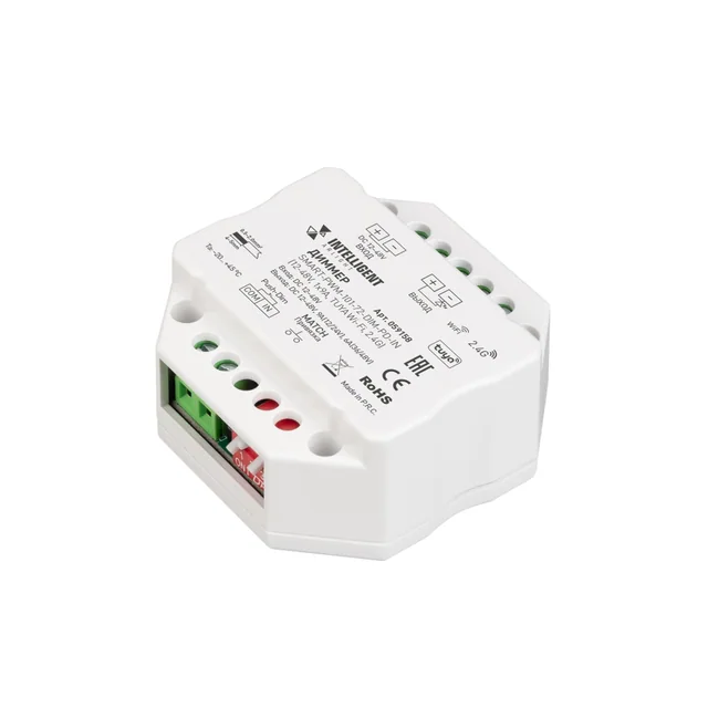 INTELLIGENT ARLIGHT Диммер SMART-PWM-101-72-DIM-PD-IN (12-48V, 1x9A, TUYA Wi-Fi, 2.4G) (IARL, IP20 Пластик, 5 лет), артикул 059158