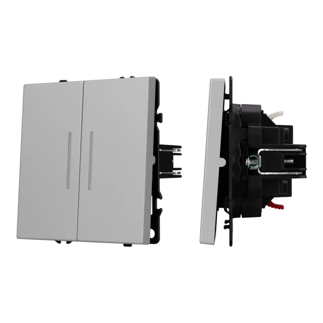 ARL NOBE Выключатель проходной 2 кл подсветка софт-тач никель SWT-MKP2-SFPL-L-IS (250V, 10A) (Arlight, -), артикул 059415(1)