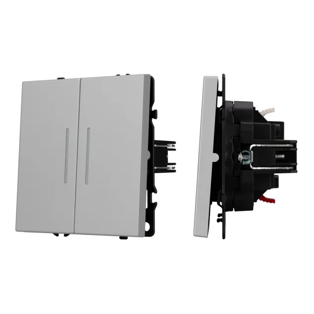 Механизм выключателя двухклавишный непроходной LED SWT-NOBE-MK02-SFPL-L-IS (230V, 10A) (Arlight, Никель), артикул 059418