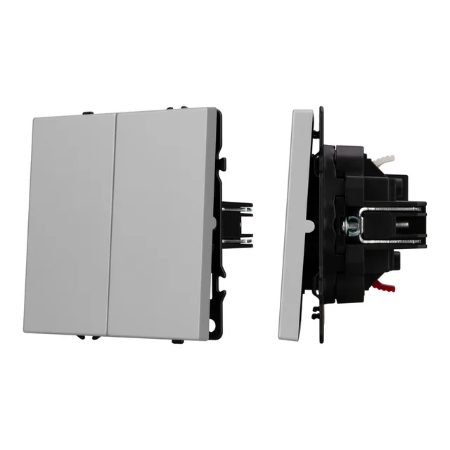 Механизм выключателя двухклавишный непроходной SWT-NOBE-MK02-SFPL-IS (230V, 10A) (Arlight, Никель), артикул 059420