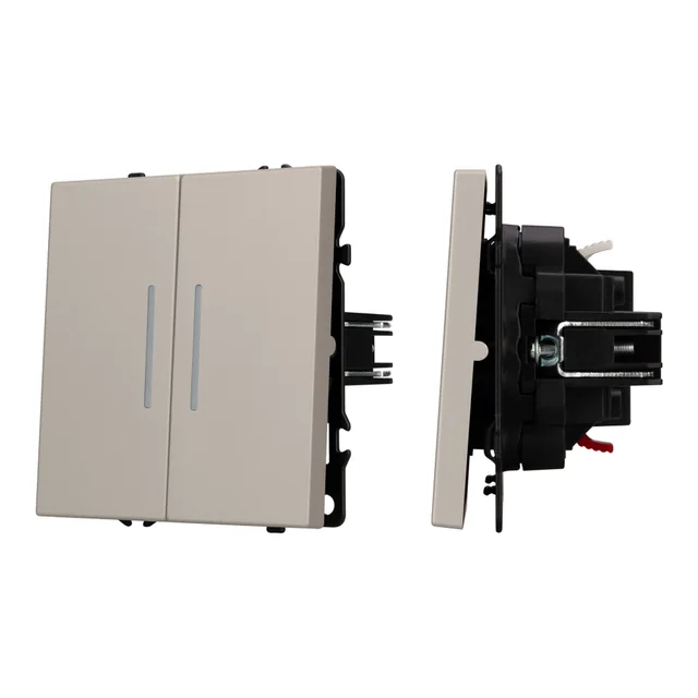 Механизм выключателя двухклавишный проходной LED SWT-NOBE-MKP2-SFPL-L-CA (230V, 10A) (Arlight, Кашемир), артикул 059421
