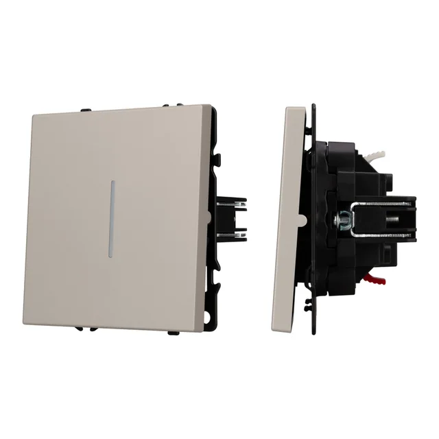 ARL NOBE Выключатель проходной 1 кл подсветка софт-тач кашемир SWT-MKP1-SFPL-L-CA (250V, 10A) (Arlight, -), артикул 059430(1)
