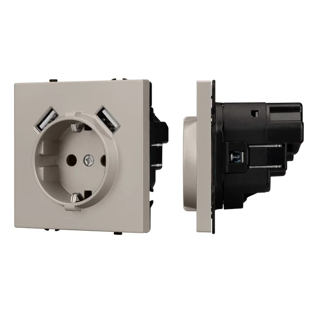 Механизм розетки с USB зарядкой SCT-NOBE-MUAA-SFPL-CA (230V, 16A) (Arlight, Кашемир), артикул 059442