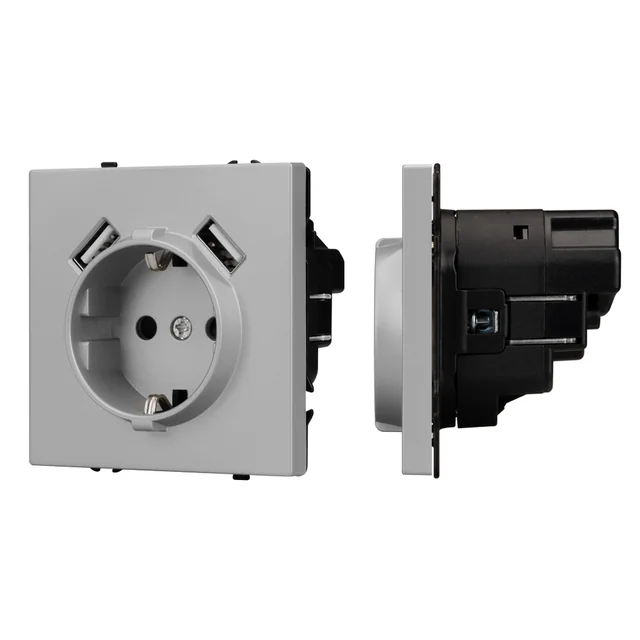 Механизм розетки с USB зарядкой SCT-NOBE-MUAA-SFPL-IS (230V, 16A) (Arlight, Никель), артикул 059443