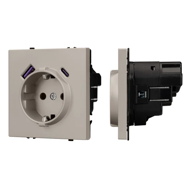 Механизм розетки с USB зарядкой SCT-NOBE-MUAC-SFPL-CA (230V, 16A) (Arlight, Кашемир), артикул 059444