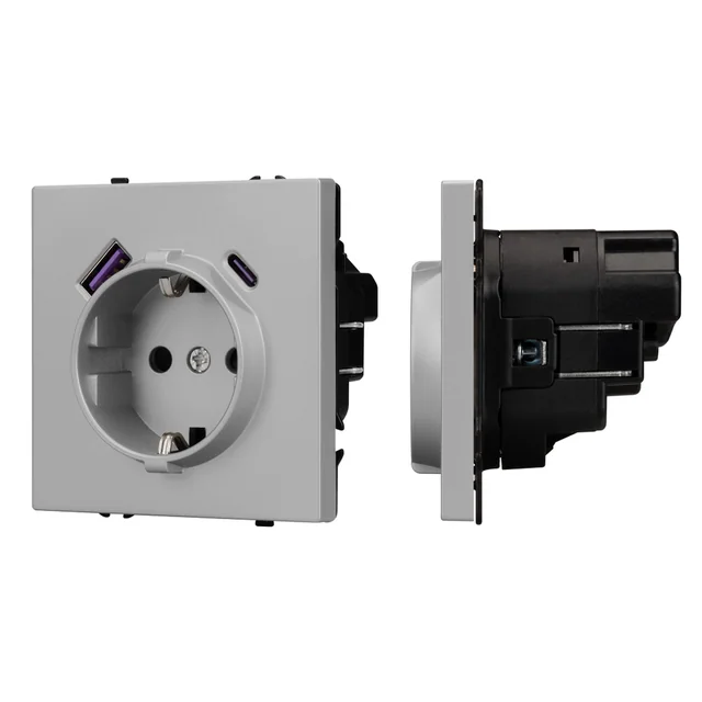 Механизм розетки с USB зарядкой SCT-NOBE-MUAC-SFPL-IS (230V, 16A) (Arlight, Никель), артикул 059445