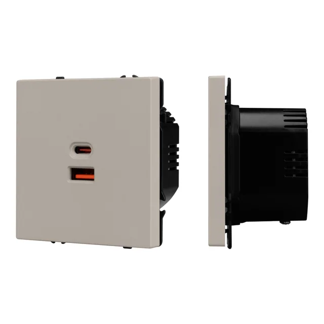 ARL NOBE USB Розетка тип A+C софт-тач кашемир SCT-MUAC-SFPL-FC-CA (65W, QC3) (Arlight, -), артикул 059446(1)