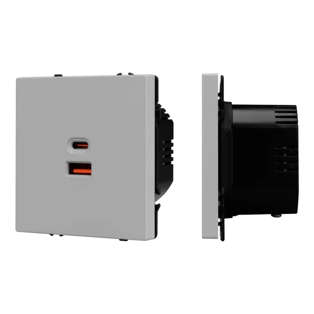ARL NOBE USB Розетка тип A+C софт-тач никель SCT-MUAC-SFPL-FC-IS (65W, QC3) (Arlight, -), артикул 059447(1)