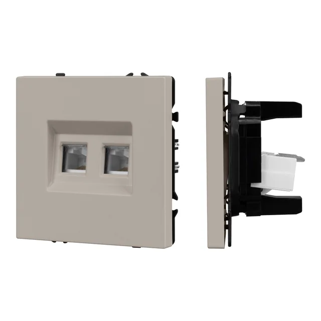 Механизм сдвоенной компьютерной розетки SCT-NOBE-MPC2-SFPL-CA (RJ-45, CAT6) (Arlight, Кашемир), артикул 059450