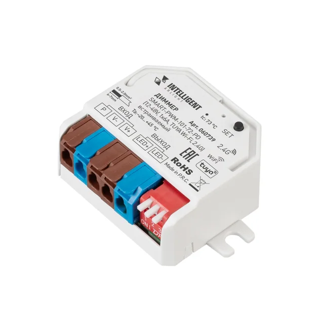INTELLIGENT ARLIGHT Диммер SMART-PWM-101-72-PD (12-48V, 1x6A, TUYA Wi-Fi, 2.4G) встраиваемый (IARL, IP20 Пластик, 5 лет), артикул 060739