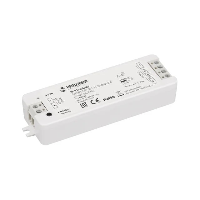 INTELLIGENT ARLIGHT Контроллер SMART-SPI-301-72-RGBW-SUF (5-48V, 8A, 2.4G) (IARL, IP20 Пластик, 5 лет), артикул 061638