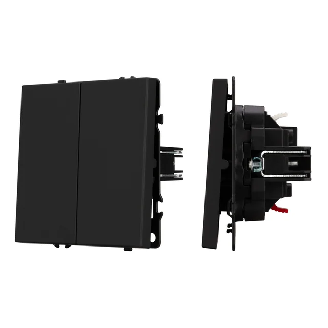 ARL NOBE Выключатель звонковый 2 кл софт-тач черный оникс SWT-MKR2-SFPL-BK (250V, 10A) (Arlight, -), артикул 061738(1)