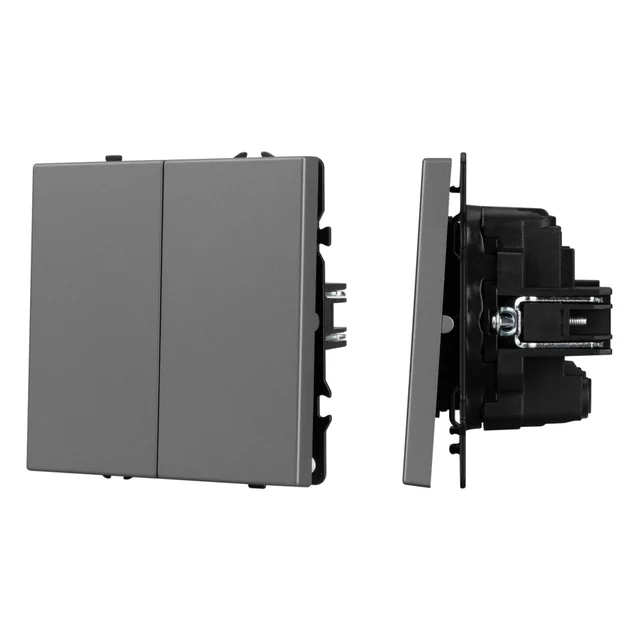 Механизм выключателя двухклавишный перекрёстный SWT-NOBE-MKX2-SFPL-GR (230V, 10A) (Arlight, Серый базальт), артикул 061793