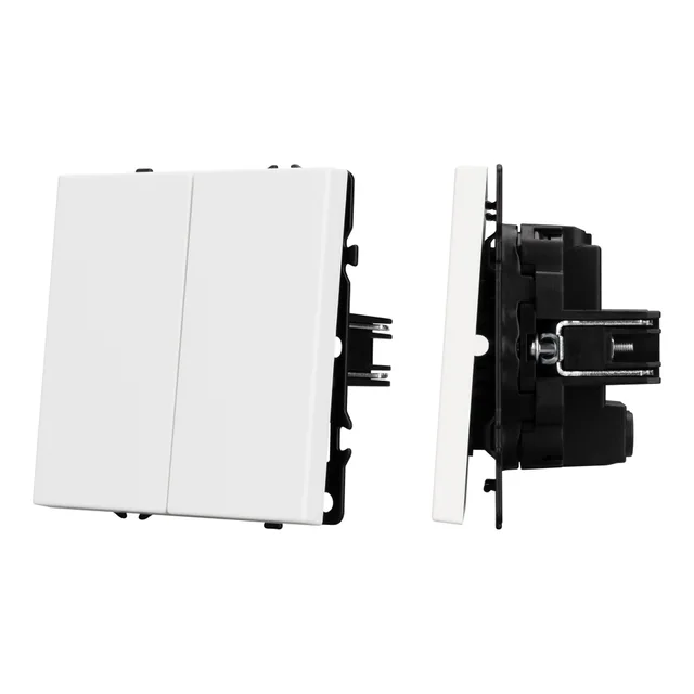 Механизм выключателя двухклавишный перекрёстный SWT-NOBE-MKX2-SFPL-WH (230V, 10A) (Arlight, Белый кварц), артикул 061795