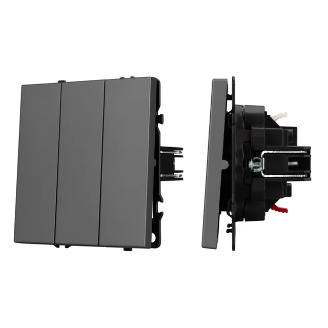 ARL NOBE Выключатель 3 кл софт-тач серый базальт SWT-MK03-SFPL-GR (250V, 10A) (Arlight, -), артикул 061799(1)