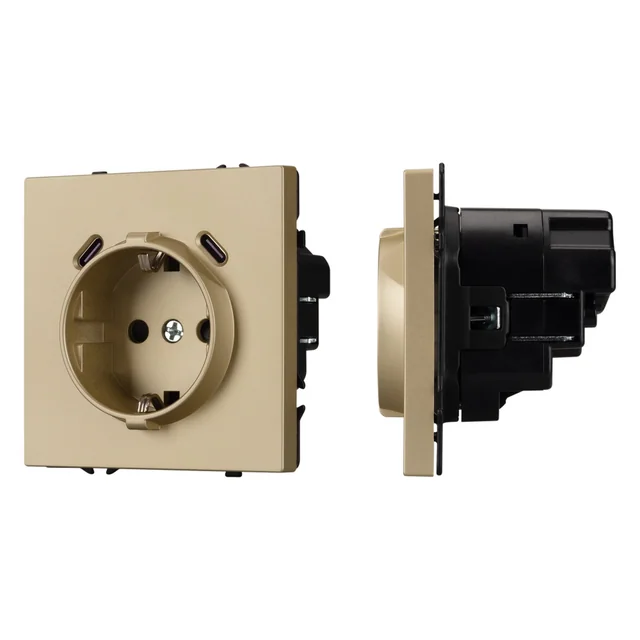 Механизм розетки с USB зарядкой SCT-NOBE-MUCC-SFPL-GD (230V, 16A) (Arlight, -), артикул 061815