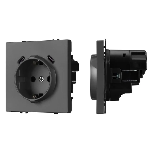 Механизм розетки с USB зарядкой SCT-NOBE-MUCC-SFPL-GR (230V, 16A) (Arlight, -), артикул 061816