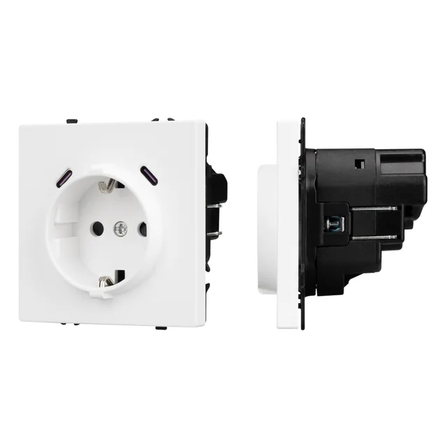 ARL NOBE Розетка зк со шторками с USB тип C+С софт-тач белый кварц SCT-MUCC-SFPL-WH (250V, 16A) (Arlight, -), артикул 061818(1)