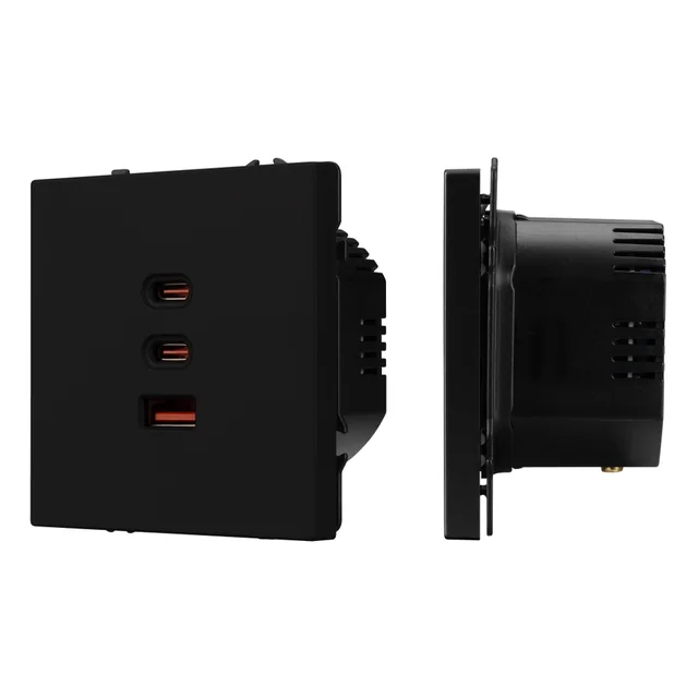 ARL NOBE USB Розетка тип А+С+С софт-тач черный оникс SCT-MUACC-SFPL-FC-BK (65W, QC3) (Arlight, -), артикул 061834(1)