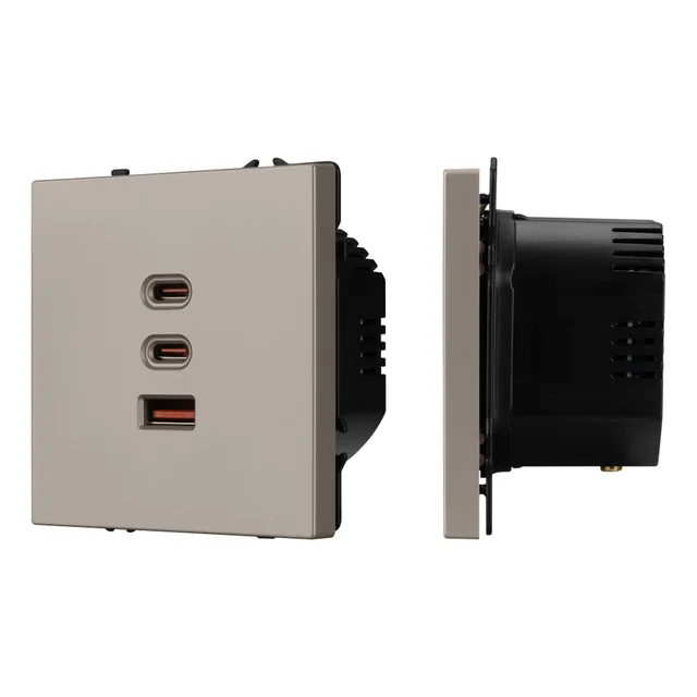 Механизм розетки с быстрой USB зарядкой SCT-NOBE-MUACC-SFPL-FC-CA (65W, QC3) (Arlight, -), артикул 061835