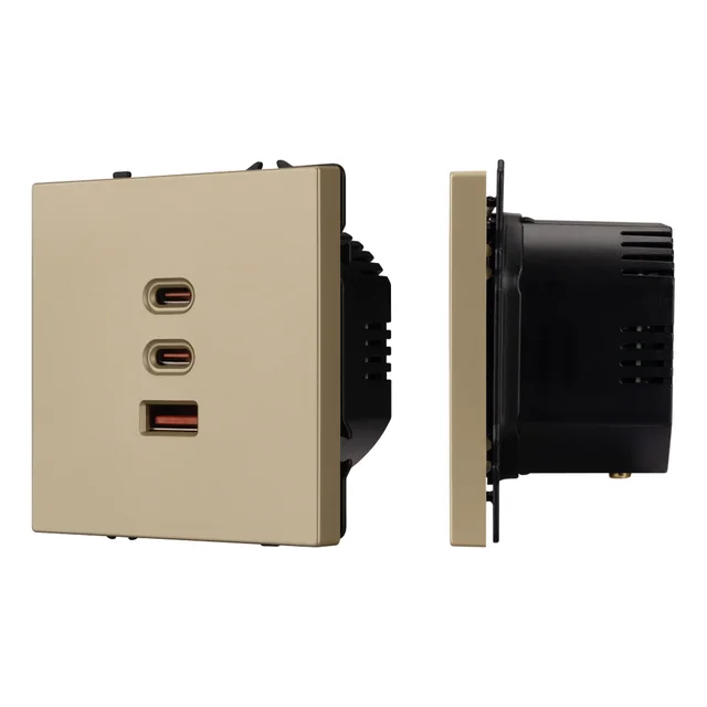 ARL NOBE USB Розетка тип А+С+С софт-тач золотой песок SCT-MUACC-SFPL-FC-GD (65W, QC3) (Arlight, -), артикул 061836(1)