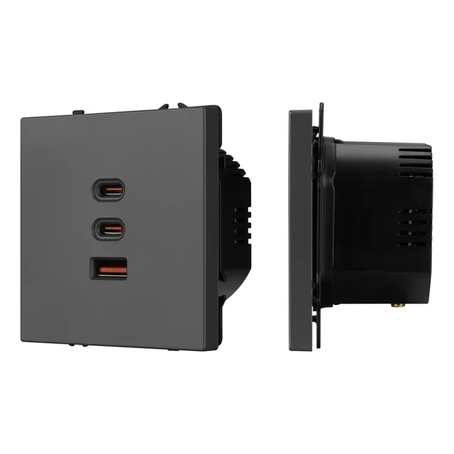 ARL NOBE USB Розетка тип А+С+С софт-тач серый базальт SCT-MUACC-SFPL-FC-GR (65W, QC3) (Arlight, -), артикул 061837(1)