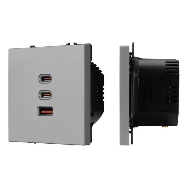 Механизм розетки с быстрой USB зарядкой SCT-NOBE-MUACC-SFPL-FC-IS (65W, QC3) (Arlight, -), артикул 061838