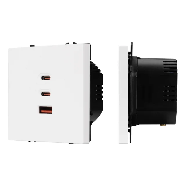 Механизм розетки с быстрой USB зарядкой SCT-NOBE-MUACC-SFPL-FC-WH (65W, QC3) (Arlight, -), артикул 061839