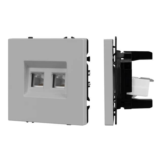 Механизм сдвоенной телефонной розетки SCT-NOBE-MTL2-SFPL-IS (RJ-11, 4C) (Arlight, Никель), артикул 061890