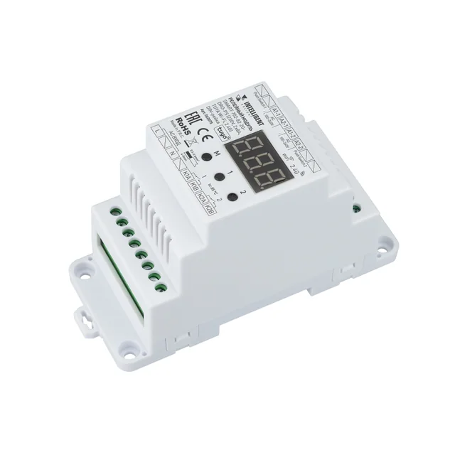 INTELLIGENT ARLIGHT Релейный модуль SMART-702-82-2G-DRO-PS (230V, 2x8A, TUYA Wi-Fi, 2.4G) DIN-рейка (IARL, IP20 Пластик, 5 лет), артикул 062075