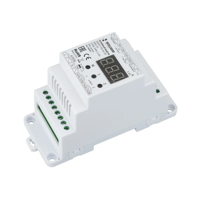 INTELLIGENT ARLIGHT Релейный модуль SMART-702-82-2G-DRO-PS (230V, 2x8A, 2.4G) DIN-рейка (IARL, IP20 Пластик, 5 лет), артикул 062077