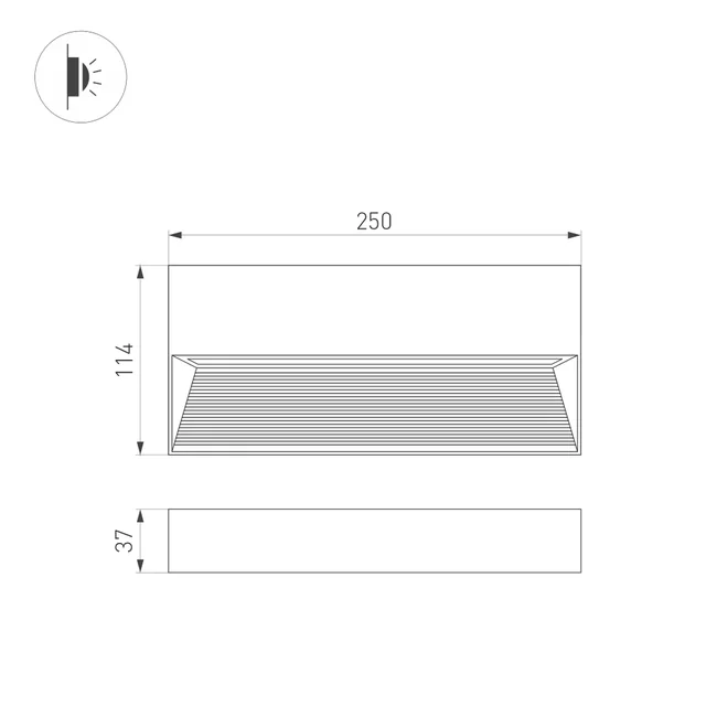 Светильник LGD-RIBONIK-S250x114-10W Warm3000 (Черный, 70 deg, 230V) (Arlight, IP65 Металл, 5 лет), артикул 062693